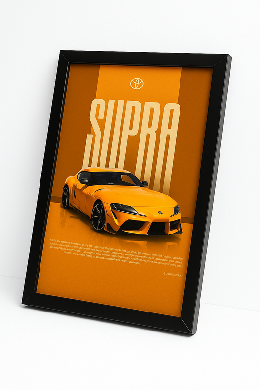 Toyota Supra Sports Car Wall Frame – Premium Gloss Print perfect for car lovers and collectors.