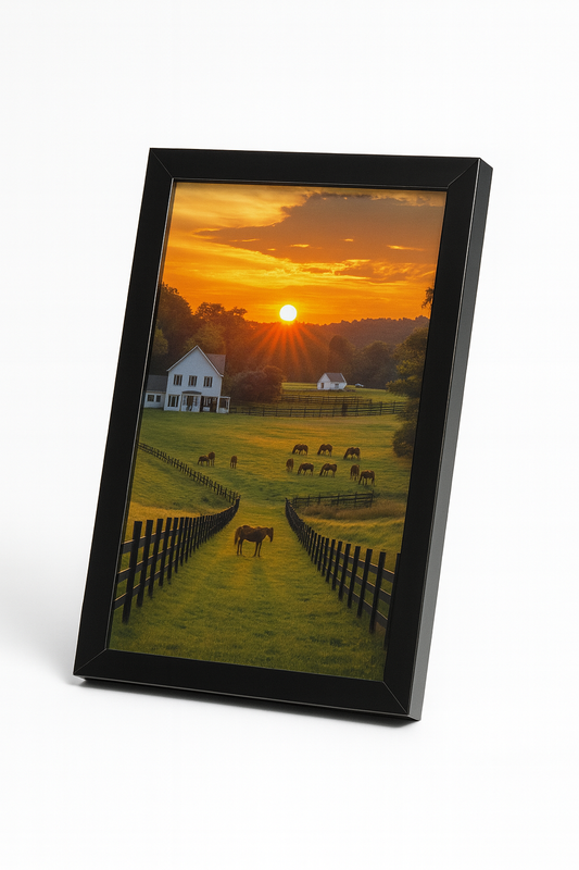 Nature Sunset Farm Wall Frame 🌅🐎